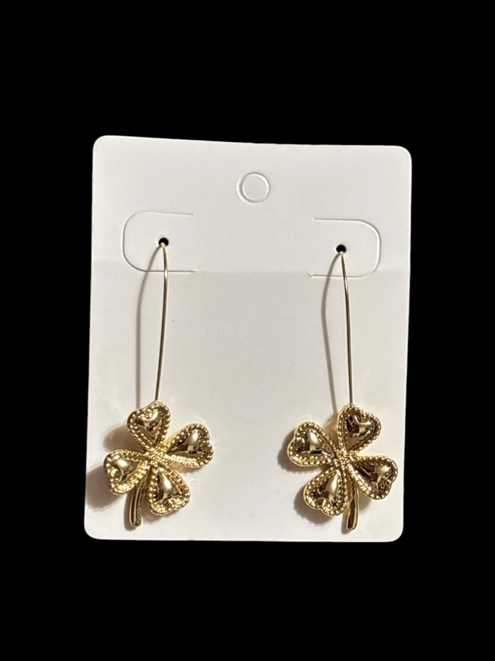 Gold Clover Drop Earrings